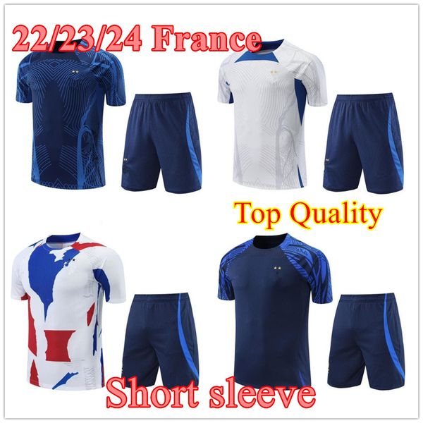 

2023 french tracksuits soccer jerseys men short sleeves training suit 23/24 french chandal futbol giroud benzema mbappe survetement maillot, Black