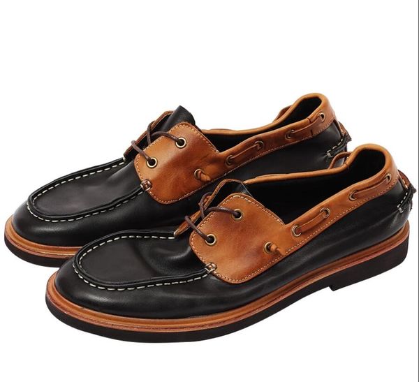 

vintage style men genuine leather summer outdoor casual shoes fashion comfort lazy flats mens oxfords, Black