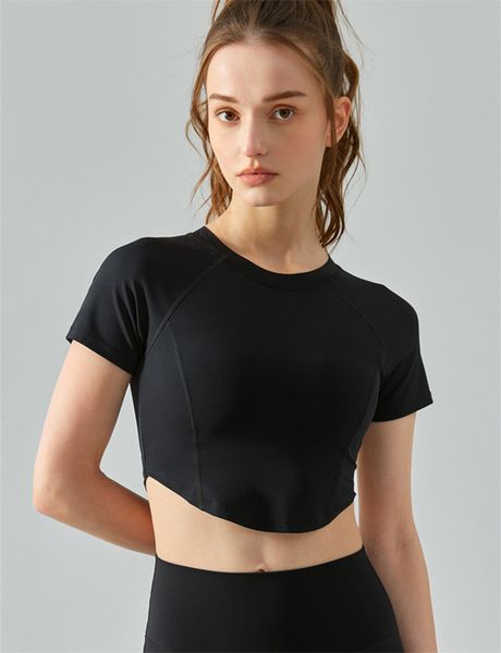 

ll women yoga outfit short sleeve crew neck breathable seamless quick dry fintness gym short summer adst539