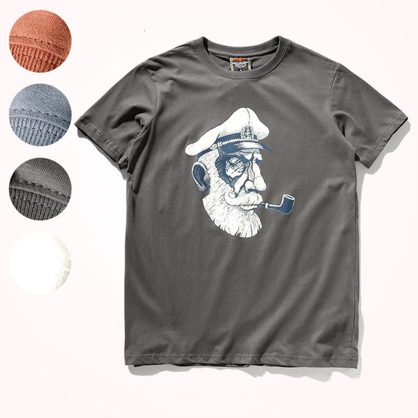 

men's tshirts summer american style short sleeve printed tshirt fashion retro pure cotton wash old casual versatile bottoming 230419, White;black