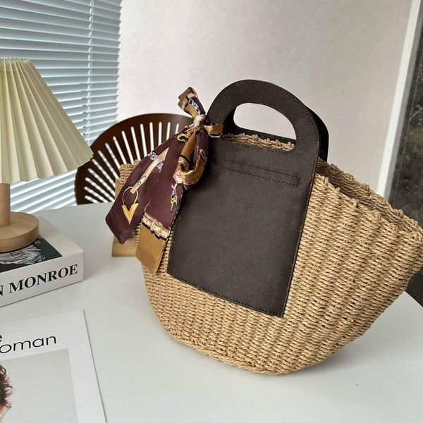 

women new designer bag tote bags beach bag straw fashion high quality soft leather handbags clutch purse crossbody shoulder bags, Brown