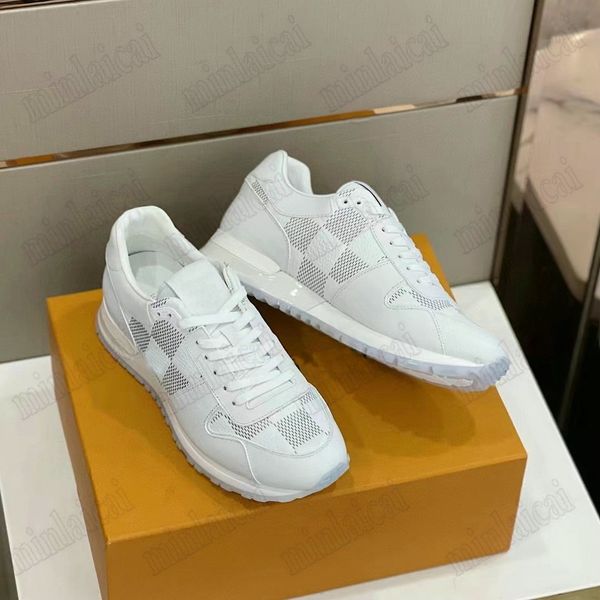 

2023ss damier pattern run away sneaker maxi damier embossed grained leather trainer running shoes technical wedge-shaped rubber outsole, Black