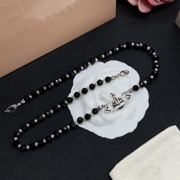 

fashion designer pendant necklaces brandletter viviene chokers luxury women jewelry westwood metal pearl gold necklace cjeweler for woman ch, Silver