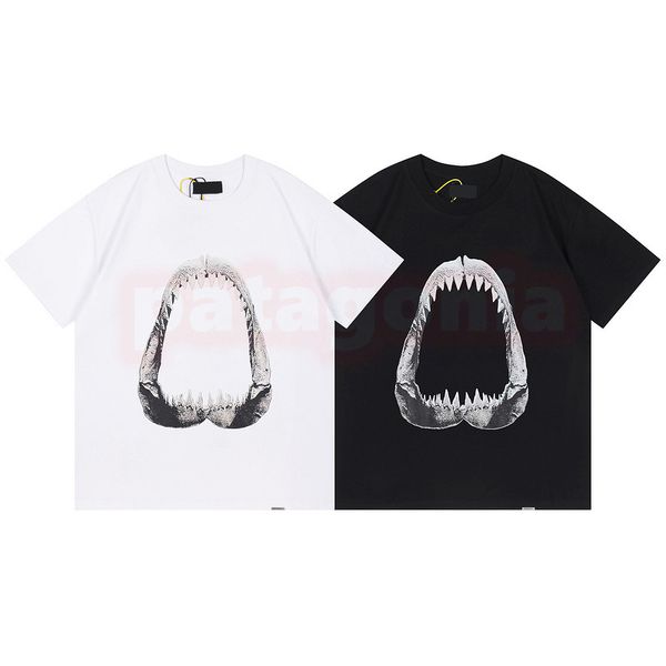 

mens fashion brand summer t shirt designer womens shark teeth printing tees lovers hip hop clothing size s-xl, White;black