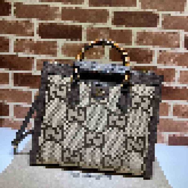 

luxury brand shopping bags handbags decoration double pattern bamboo bag 655658 briefcase canvas women eolb, Black;white