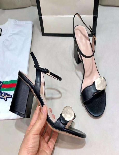 

fashion summer sandals designer leather women039s high heels metal buckle large office red shoes2033499, Black