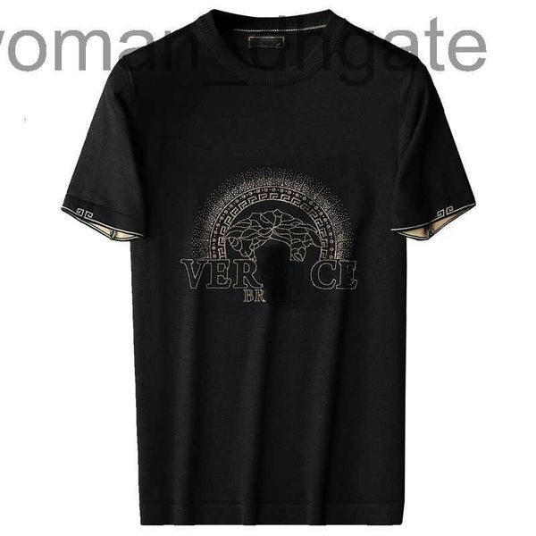 

men's t-shirts designerautumn winter mens designer knitted short sleeved ver round neck pullover t shirt sweater womens half bottoming, White;black