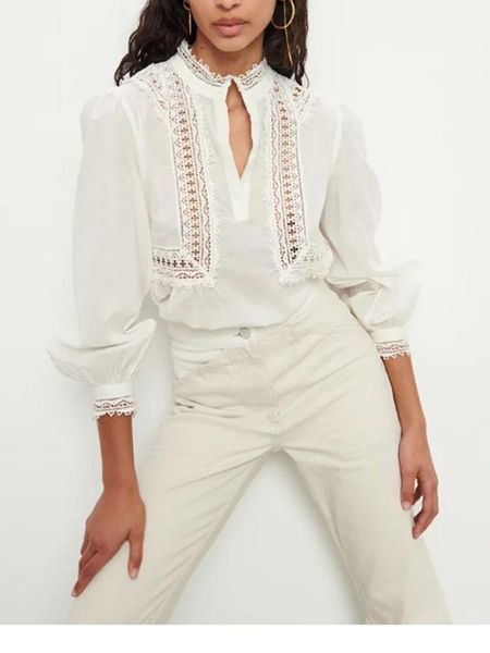 

shirts cotton women lace shirt white hollow out long sleeve french literary