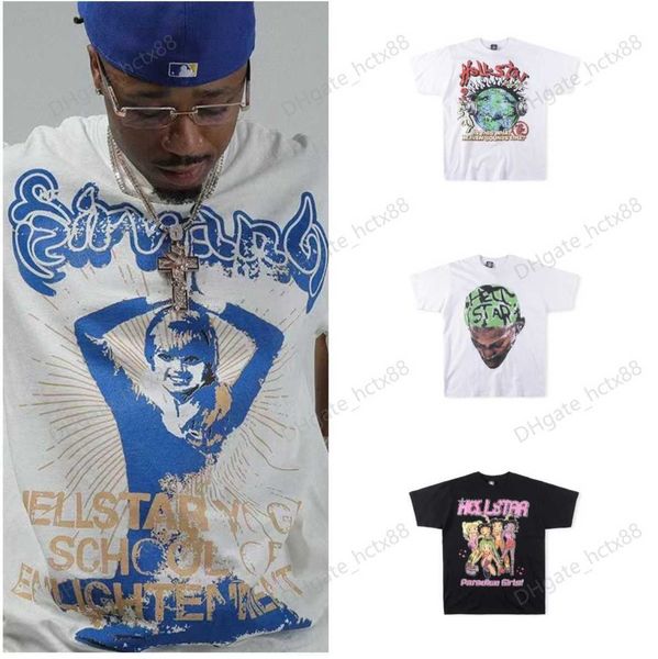 

23ss hellstar studios globe tee plus size men t-shirts heavy cotton man vintage oversized t-shirt streetwear tee youth tees ym, White;black