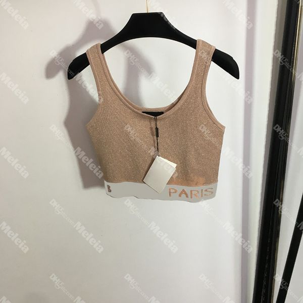 

bright silk blend knits women letter tanks knitted vests for lady jacquard tank summer vacation fashion camis, White