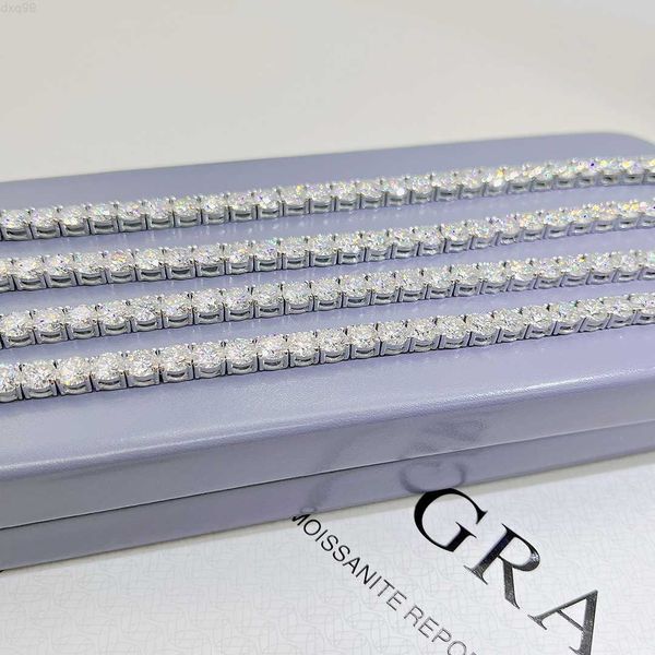 

zuanfa hip hop jewelry 3mm 4mm 5mm hip hop iced diamond necklace/bracelet bling moissanite tennis chain, Silver