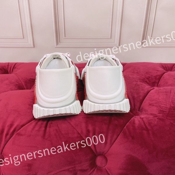 

luxury designer men's and women's sports shoes casual shoes leather lace up flat shoes retro canvas shoes men's and women&#03, Red;white