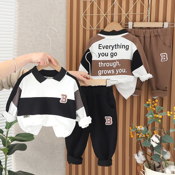 

Spring Autumn Baby Clothes for Boys Children Stripe Hoodies Pants 2pcs/sets Toddler Fashion Boys Costume Kids Tracksuits, Black