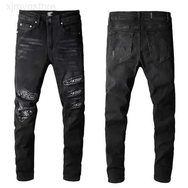 

2022 winter autumn mens jeans gray designer brand famous slim-leg pants elastic black skinny jean washed casual style size 28 to 40 patchwor, Blue