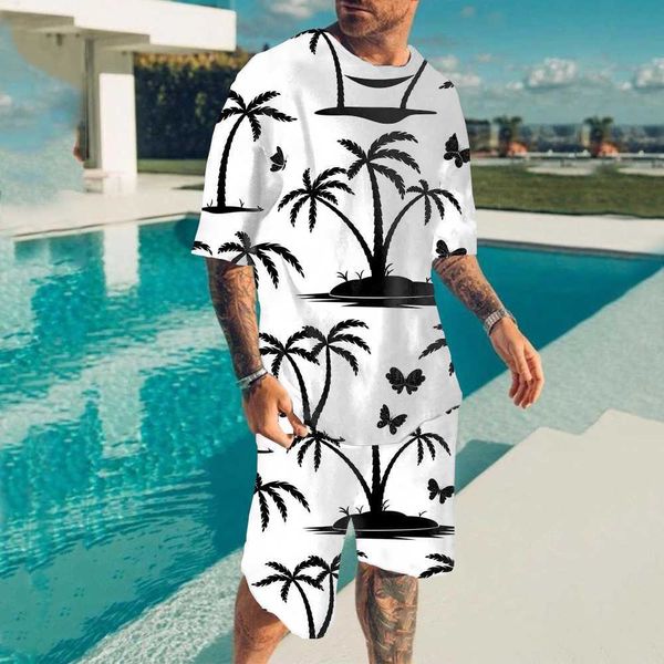 

tracksuits summer 3d t shirt trend style hip hop street beach pants fashion men and women beach holiday suits, Gray