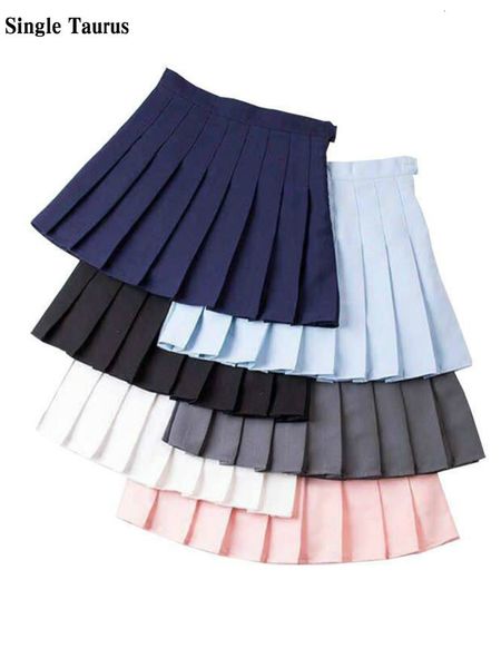 

skirts preppy pleated skirt girls streetwear a line tennis skirt high waist korean red pink y2k mini jupe femme blue women clothing 230419, Black