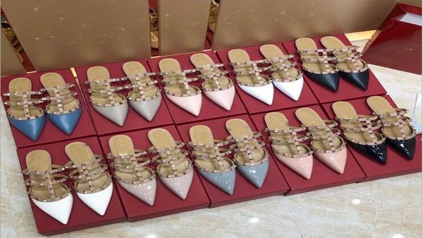 

luxurys rivets women039s slippers sandals wedding shoes summer flipflops women slides flat studs fashion sheepskin casual loaf7932914, Black