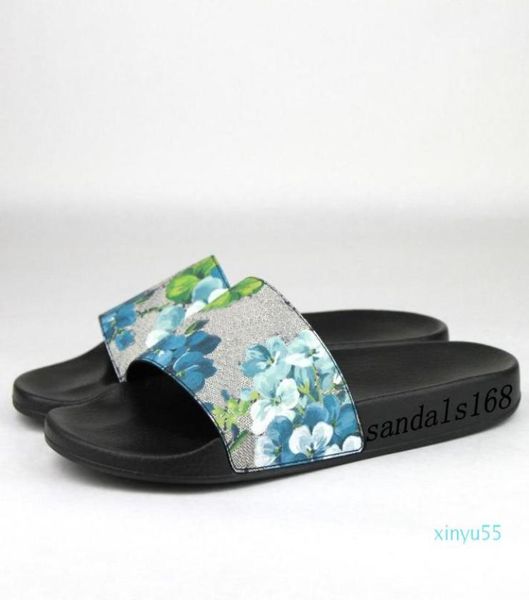 

mens womens fashion blue flower blooms rubber slide sandals flip flops boys girls causal beach slippers7361650, Black
