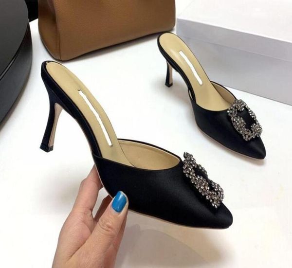 

realfine slippers 5a mb manlo blanik 5728240 hangisimu satin jewel buckle mules 75cm heels slipper sandals for women size 34409167344, Black