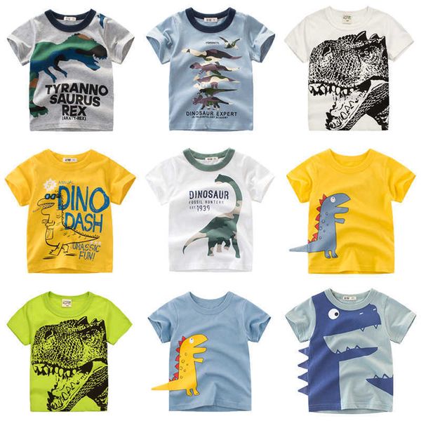 

t-shirts boys girls cartoon t-shirts kids dinosaur print t shirt for boys children summer short sleeve t-shirt cotton clothing 2-8y p230419, Blue