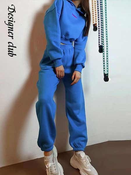 

pants fashion brushed fabric solid tracksuit two piece set women casual short hat crop jogger pants suits 2022 autumn sport sets, White
