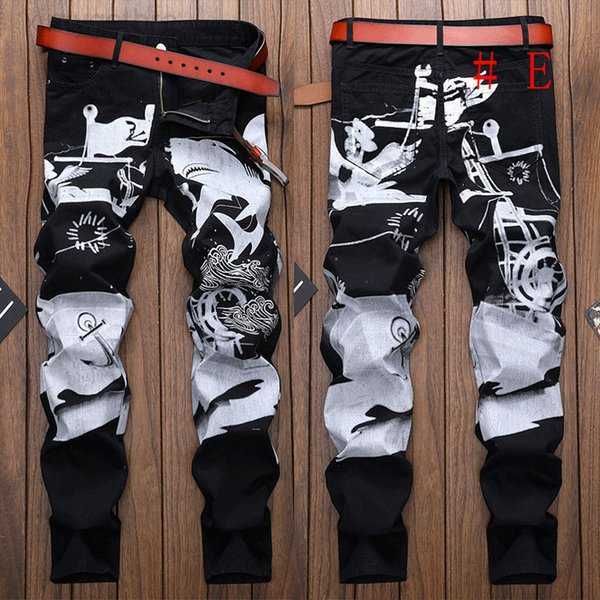 

men skinny jeans floral pant casual slim fit stretch denim jeans for 74crb, Blue