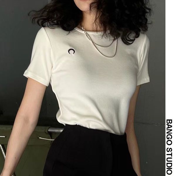 

girls summer women t t-shirt shirt woman clothes cotton slim female short sleeve crop spring tee skinny y2k gkba, White;black