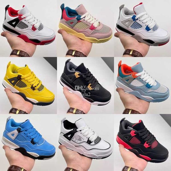 

jumpman 4 kids basketball shoes white black cats grade school for sale 2022 bred fire red midnight navy boy girl sports shoes us6c-us3y size