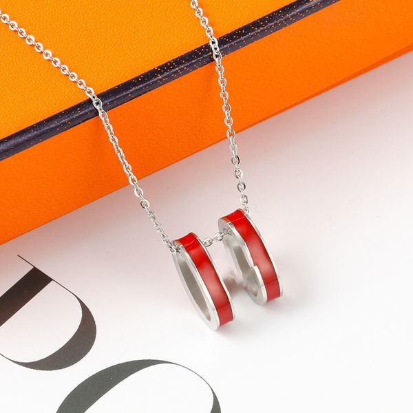 

new popular enamel letter h pendant necklace luxury women jewelry for gift, Silver