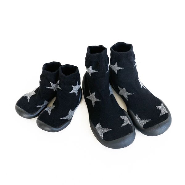 

slipper parent-child floor socks with rubber soles indoor outdoor kids shoes slippers anti slip knitted slippers socks sokken 230419, Black;grey