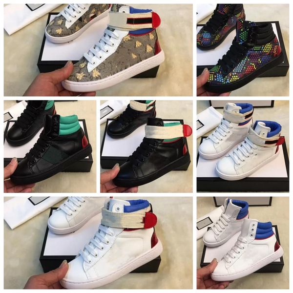 

2023 infant classic kids shoes luxury designer children high-toddler bee sneakers baby boys and white girls kid shoes retro shoe size 23-35, Black