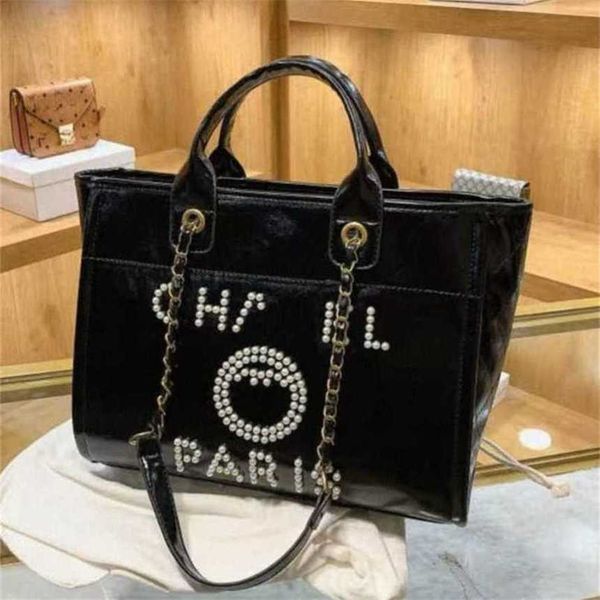 

50% off handbags luxury women's beach metal pearl letter badge tote bag small leather large chain wallet att7