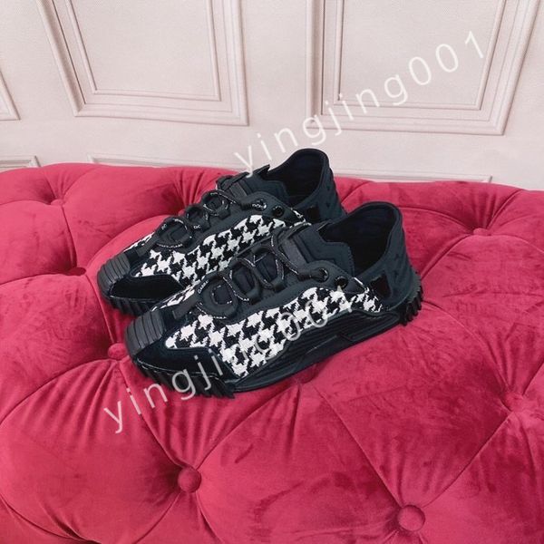 

new luxury designer calfskin casual shoes reflective sneakers vintage trainers fashion shoes platform lace-up sneaker, Black
