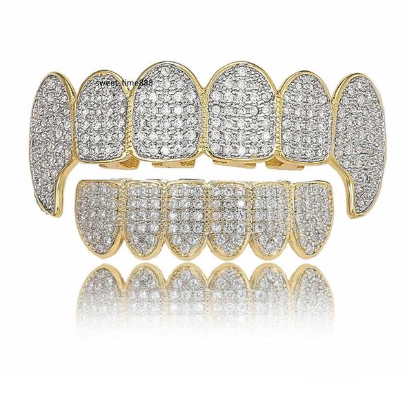

gold shiny iced out teeth grillz rhinestone bottom grills set hip hop jewelry, Black