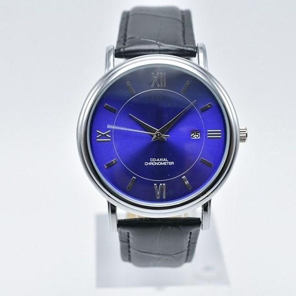 

sporty men's watch, vintage leather quartz watch., Slivery;brown