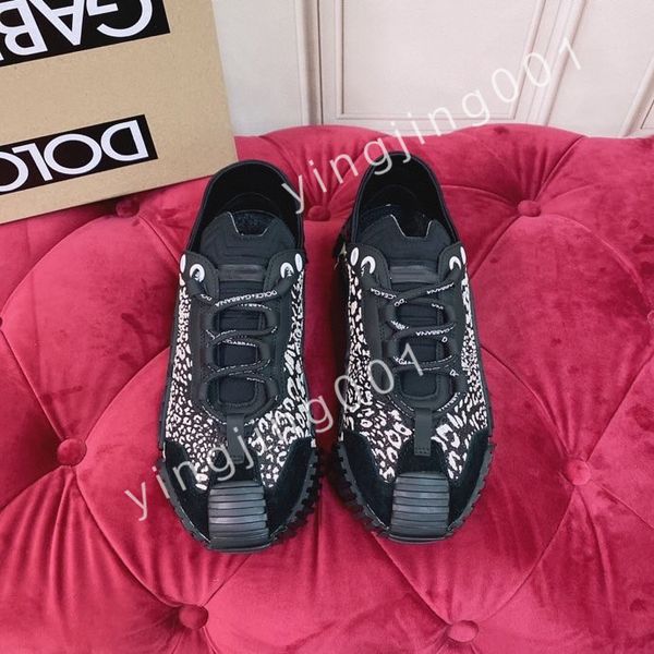 

2023 new designer calfskin casual shoes reflective sneakers vintage trainers fashion shoes platform lace-up sneaker, Black