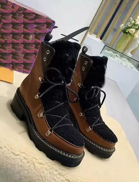 

2023 snow boots wool shoes women boots boot luxury designer fashion leather winter woman platform heels with fur half, Black