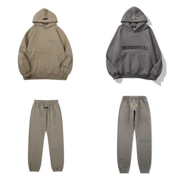 

men's luxury fashion sweatshirts essss entials tracksuits letter hoodies men women sportswear hooded pant coat sweater pullover couple, Gray