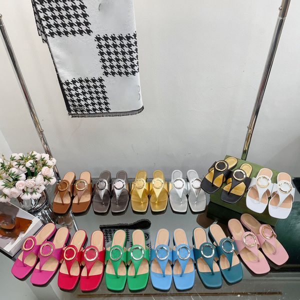 

women blondie thong sandal circular interlocking slipper leather flat slide sandals low block heels slipper for women summer beach shoes siz, Black