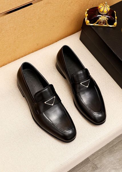 

2023 mens dress shoes fashion slip on brand designer oxfords business new classic genuine leather flats men's suits loafers size 38-45, Black
