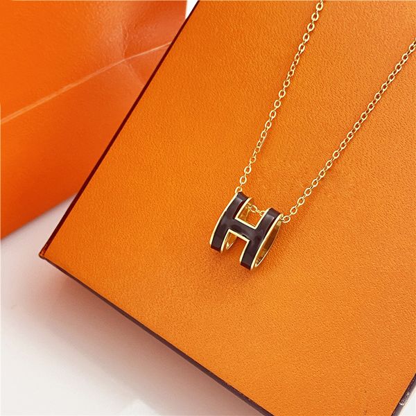 

designer classic luxury h pendant necklaces women 18k gold letter necklace luxury design jewelry colorfast hypoallergenic, Silver