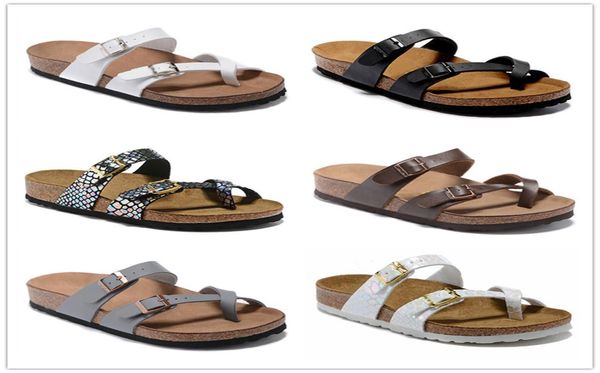 

mayari arizona gizeh cork slippers 2022 summer men women beach flats sandals casual shoes print mixed colors size 34464484951, Black