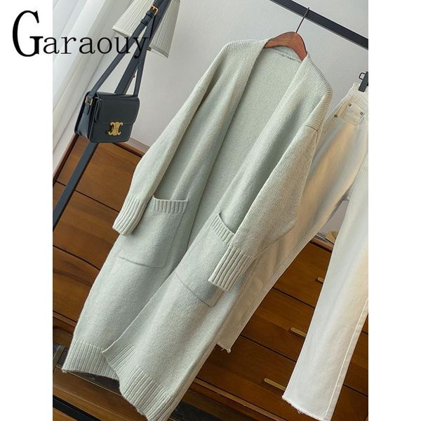 

sweaters garaouy 2022 women basic v neck knit long cardigan coat female midlength soft sweaters autumn warm oversized jumper outwear top, White;black
