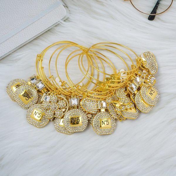 

bangle 10pcs mixed 65mm alloy bangle with rhinestone charms 230419, Black