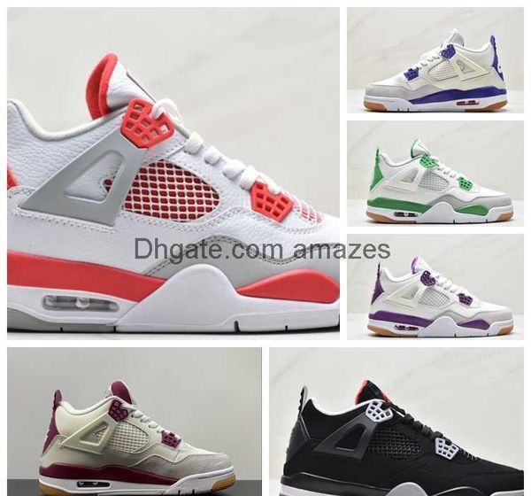 

shoes 4 retro og fire red women's basktball shoes white black green sports size eur 36-46 dr5415-105