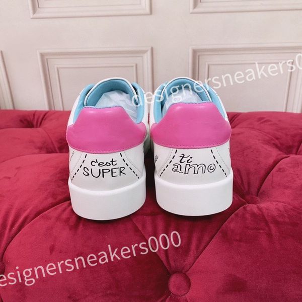 

fashion shoe designer women leather lace up sneakers white flat sole womens luxury casual shoes, Red;white