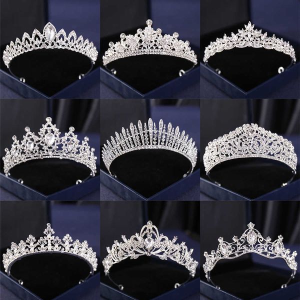 

wedding hair jewelry silver color crysta crowns and tiaras baroque vintage crown tiara for women bride pageant prom diadem wedding hair acce, Slivery;golden