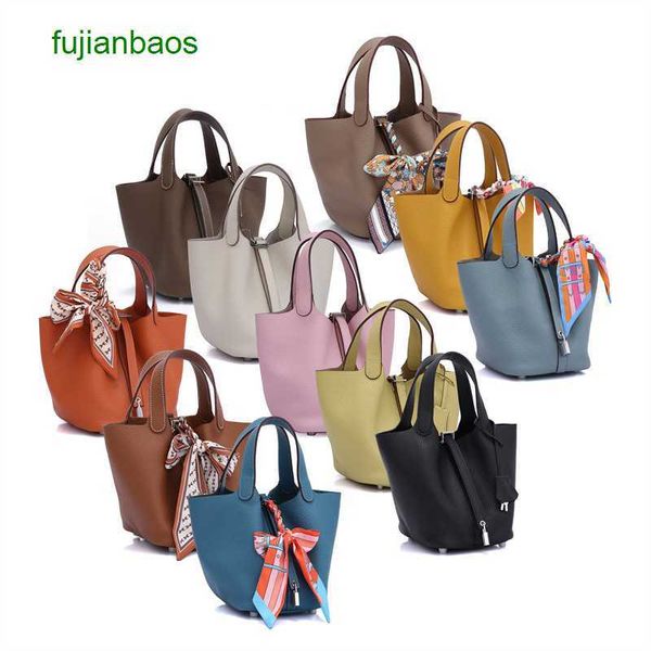 

hemres picotn handbags layer togo cow leather bucket bag women's spring and summer 2023 new handbag large capacity vegetable basket, Black