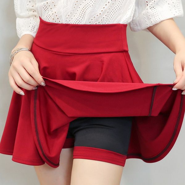 

skirts women's basic skirt summer shorts skirt fashion versatile school pleated casual mini skater plus size 4xl fluffy flared skirt 23, Black