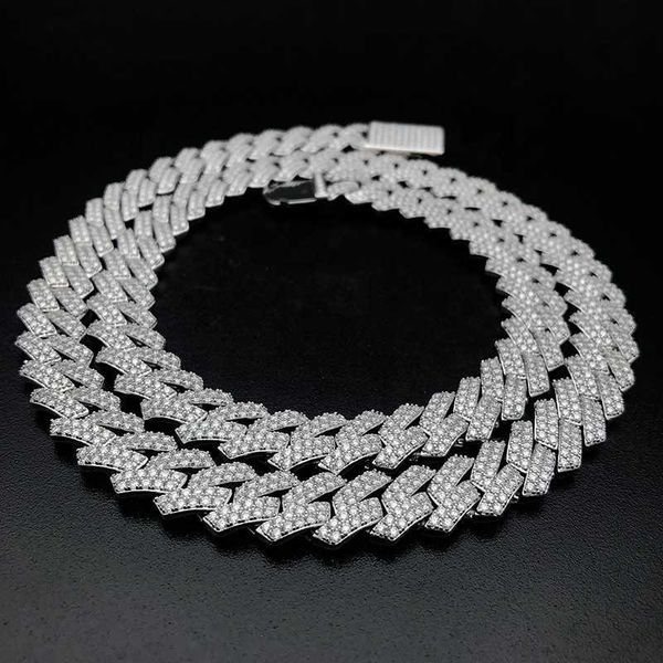 

factory custom iced out moissanite lab diamond real s925 silver 10k 14k 18k solid gold fashion hip hop cuban chain link necklace